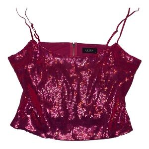 AKIRA Hot Pink Sequin Camisole 1X